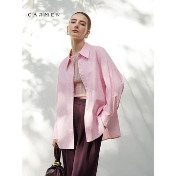 卡蔓新疆長絨棉長袖襯衫女26春季新款oversize設計感寬松休閑襯衣