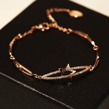現貨+預購 玫瑰金手鍊鑲鑽手環-閃亮韓版星星造型女飾品七夕情人節生日聖誕節交換禮物73bx35【獨家進口】【米蘭精品】