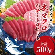 本マグロ（養殖）トロ＆赤身セット 500g  高級 クロマグロ  中トロ 中とろ  まぐろ マグロ 鮪 刺身 赤身 柵 じゃばらまぐろ 本マグロ 本鮪