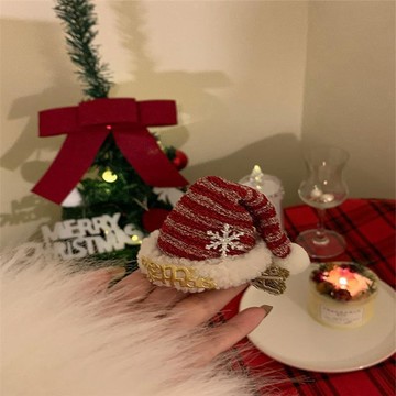 新款💟臺灣出貨💟一起過聖誕叭可愛聖誕節帽子髮箍女款毛絨髮夾秋冬頭箍髮飾頭飾品