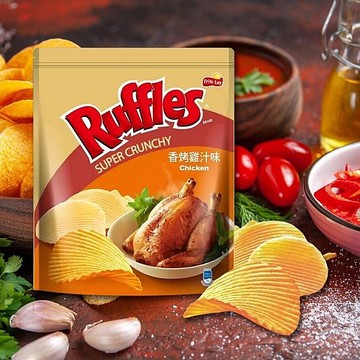 Lays 樂事 波樂厚切洋芋片(香烤雞汁口味)580g【小三美日】 DS024884 波浪 餅乾 點心 下午茶 聚會