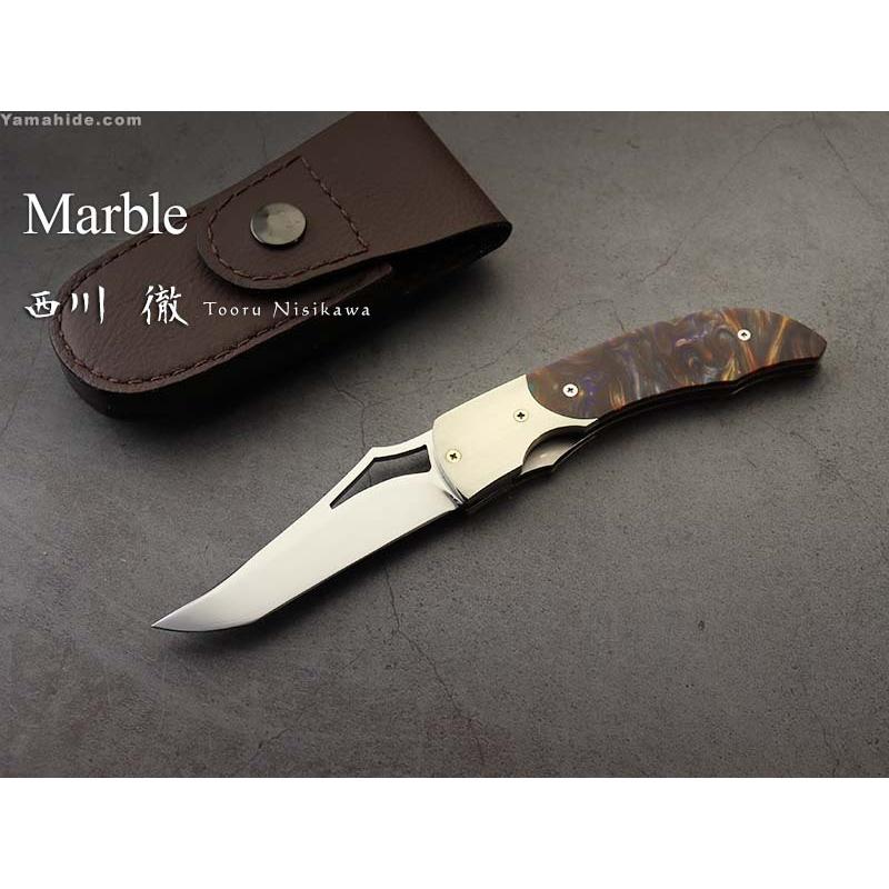 西川 徹 作 1124 DURO-V5  マーブル ライナーロック  フォールディングナイフ  Tooru Nishikawa Custom knife