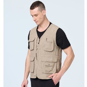 【WILDLAND荒野】中性透氣抗UV多口袋機能背心82卡其色