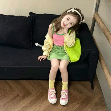 mori🎀mori韓版童裝女童套裝夏季小女孩超好看多巴胺吊帶半裙三件套