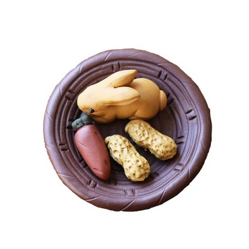 輕奢精品紫砂可愛兔子茶寵可養擺件茶具功夫茶道配件小招財茶玩墊