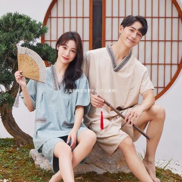 胸部雙層女款汗蒸服浴服男酒店洗浴溫泉按摩養生桑拿天絲棉麻大碼