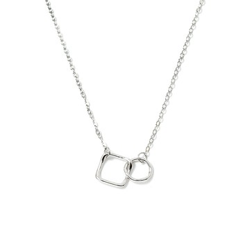 [純銀] 質感幾何鎖骨鍊 / 2色 / Textured Geometric Necklace