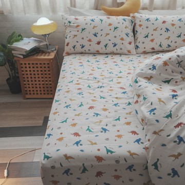 二層紗 白堊紀 雙人床包＋兩用被四件組 觸感親膚柔軟 台灣製 棉床本舖