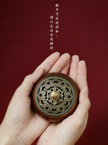 純銅盤香爐家用室內茶道安神香薰爐仿古沉香熏香爐小號供佛檀香爐