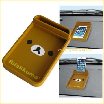 asdfkitty*瑕疵出清(接縫不良)-san-x拉拉熊大臉車用置物盤(附雙面膠)-放手機.零錢.鑰匙...等-