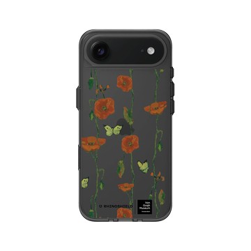 iPhone Air Clear (相機按鈕) 酷墨灰 - Van Gogh Museum - 蝴蝶和罌粟花 - 重複圖案