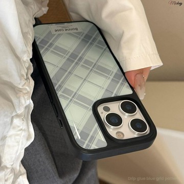 復古綠格紋華為16蘋果17promax手機殼iPhone15滴膠防摔13硬11三星