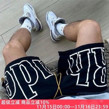 RHUDE TRACK小眾潮牌美式夏季運動休閑黑色寬松男士男生五分短褲