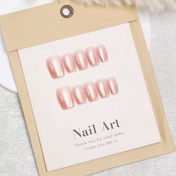 台灣現貨💥櫻花粉手工穿戴甲片 甜酷貓眼美甲貼片 素色甜美假指甲貼片 Y2K辣妹手工美甲片 分碼手工甲片 穿帶甲片10片