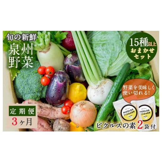 ふるさと納税 大阪府 泉佐野市 旬の新鮮 野菜セット（15種以上）定期便 全3回 おまかせ ピクルスの素付き ファミリー向け