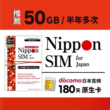 [日本長效網卡] Nippon SIM 半年多次 180天｜Docomo 50G｜100GB｜郊區｜ChatGPT｜熱點