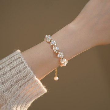 【爪璨珠】天然淡水珍珠貓爪14K金手鍊