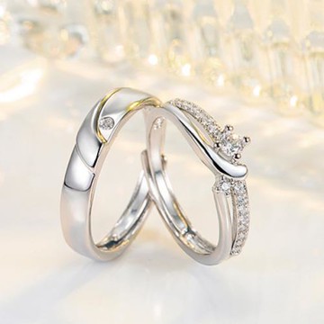 【Sayaka紗彌佳】925純銀沈醉幸福鑲鑽造型對戒  開口戒