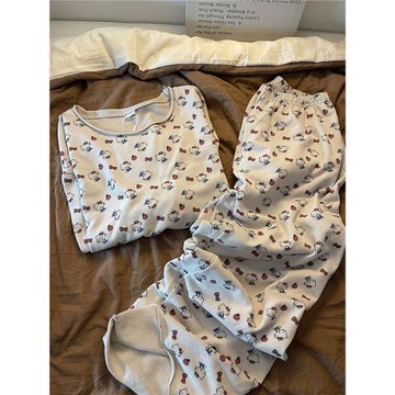 日系甜美長袖睡衣女春秋2025新款ins風長褲套裝家居服大碼套裝夏