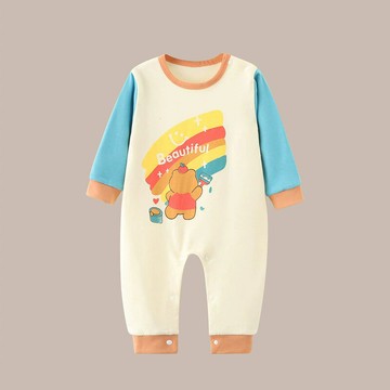 新款嬰兒連體衣春秋款棉寶寶睡衣爬爬服哈衣男女童家居服批發鑫弘-萌寶童裝可開發票
