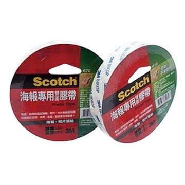 3M Scotch海報專用雙面膠帶/670/18mmx12M