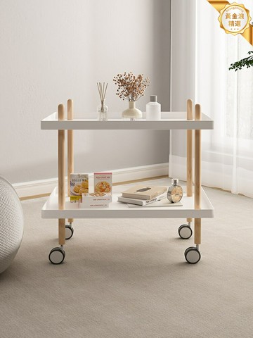 【移動收納神器】北歐邊幾 邊桌 茶几 置物架 雙層設計 帶滑輪 臥室客廳兩用 小戶型必備