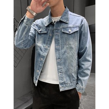 2024年牛仔外套男春秋季韓版潮流潮牌修身夾克上衣男裝休閑夾克衫