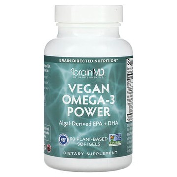 BrainMD, 全素 Omega-3 能量，60 粒植物基軟凝膠