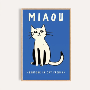 喵語法文 MIAOU / 極簡貓咪插畫 / 掛畫 無框畫 海報