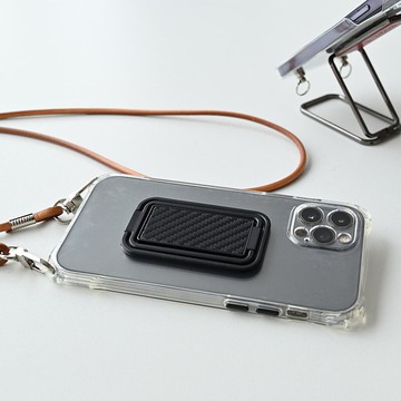 兼容所有型號 多功能指環【意大利真皮碳】智能手機指環 男士禮物CH02M