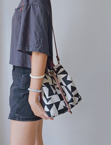 【大水桶系列】日本幾何 水桶包 手提肩背包 設計手作包 大容量