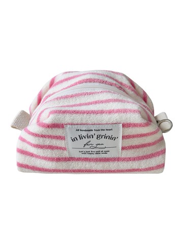 毛巾布條紋小包 M_極光粉