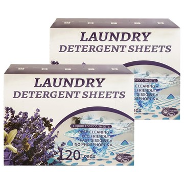 REQIR 酵素濃縮洗衣泡泡紙 薰衣草香 無磷環保中性洗衣精 PH6.8  120片  2盒