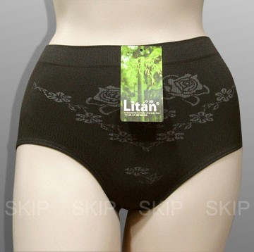 SKIP四季織精品**黑竹炭女高腰三角內褲**6件入