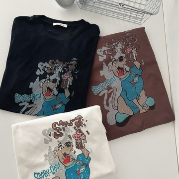 「FOR GIRLS」coke可樂狗狗 磨毛寬鬆大踢（3colors）