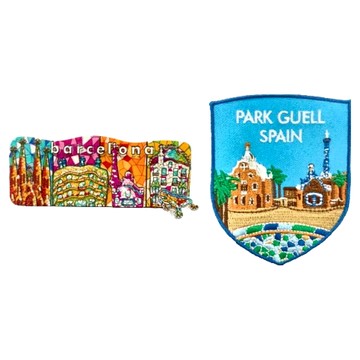 A-ONE 匯旺 西班牙巴塞隆納景點可愛磁鐵 + 西班牙 桂爾公園布章 Set  多色  4.57 x 2.01吋 + 2.5 x 3.1吋  西班牙巴塞隆納景點 + 西班牙桂爾公園布章 多色