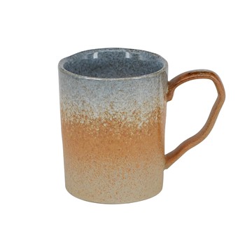 【YU Living】日式窯變撞色 手拉坏緞面馬克杯 330ML-漸層藍灰咖色