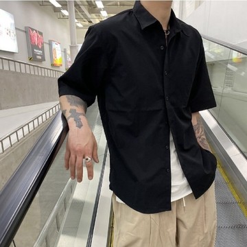 AMERO 男裝 女裝 短袖襯衫 抗皺襯衫 素面 寬鬆