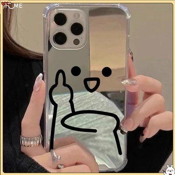 iphone保護殼.簡筆鄙視適用iPhone16手機殼蘋果15ProMax簡約14Plus可愛12鏡面XS