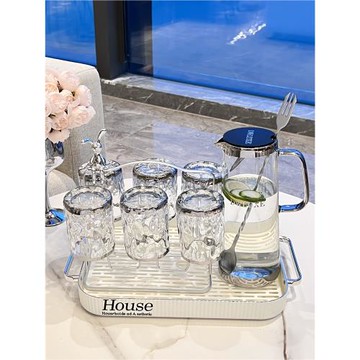 輕奢水杯套裝家用客廳茶幾喝水杯子茶杯茶具茶壺玻璃杯待客高級感