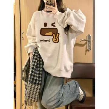 【現貨！當天出】韓國大學t 女生衛衣 大尺碼寬鬆上衣 oversize衣服 秋冬款加絨加厚長袖 潮流百搭衛衣 新款大學T