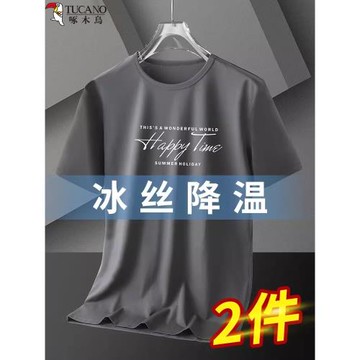 冰絲男士短袖夏季t恤防曬2025年涼感體恤打底衫速干半袖上衣服薄