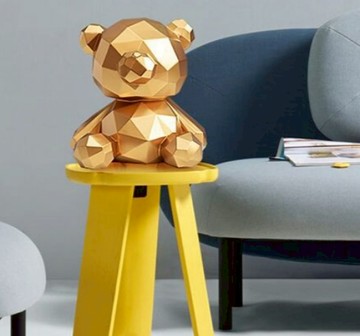 超可愛存錢罐【NY Teddy 紐約泰迪熊】 NY Teddy 紐約泰迪熊 幾何熊存錢罐 泰迪熊存錢筒 - 金色