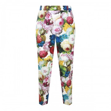 Dolce & Gabbana - White Multicolour Cotton Trousers 38