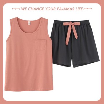 2025年夏季睡衣女純棉可愛無袖背心韓版兩件套薄款休閑居家服夏天