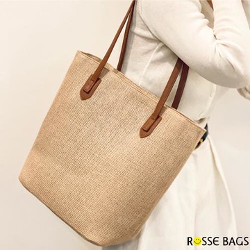 【Rosse Bags】百搭亞麻編織休閒托特包(現+預 卡其色)