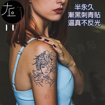 買6送1 少女☸狐狸面具 漸黑 刺青貼👑大邱紋身👑 半永久 果膠【T36C】刺青貼紙 紋身貼紙 紋身貼 T36