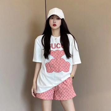 單件/套裝ins時尚闊腿褲套裝女夏韓版松緊腰短褲+短袖T恤兩件套潮