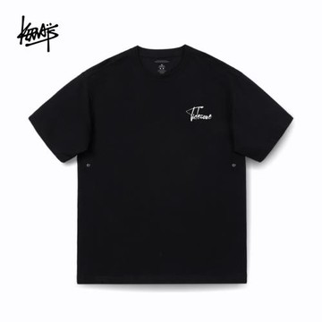 (免運)KERWATS/可維斯品牌字母胸花大碼簡約百搭t恤男女情侶新疆棉短袖