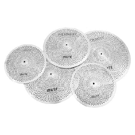 Mute Cymbal Set Low Volume Pack Hi-hat Crash Ride Pieces Silver Drummer Practice